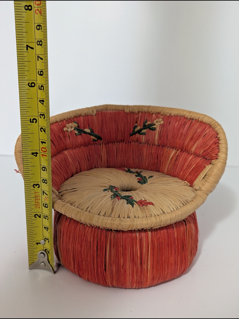 Mini Woven Raffia Chair Basket Handmade Rustic Decor - Picture 6 of 7